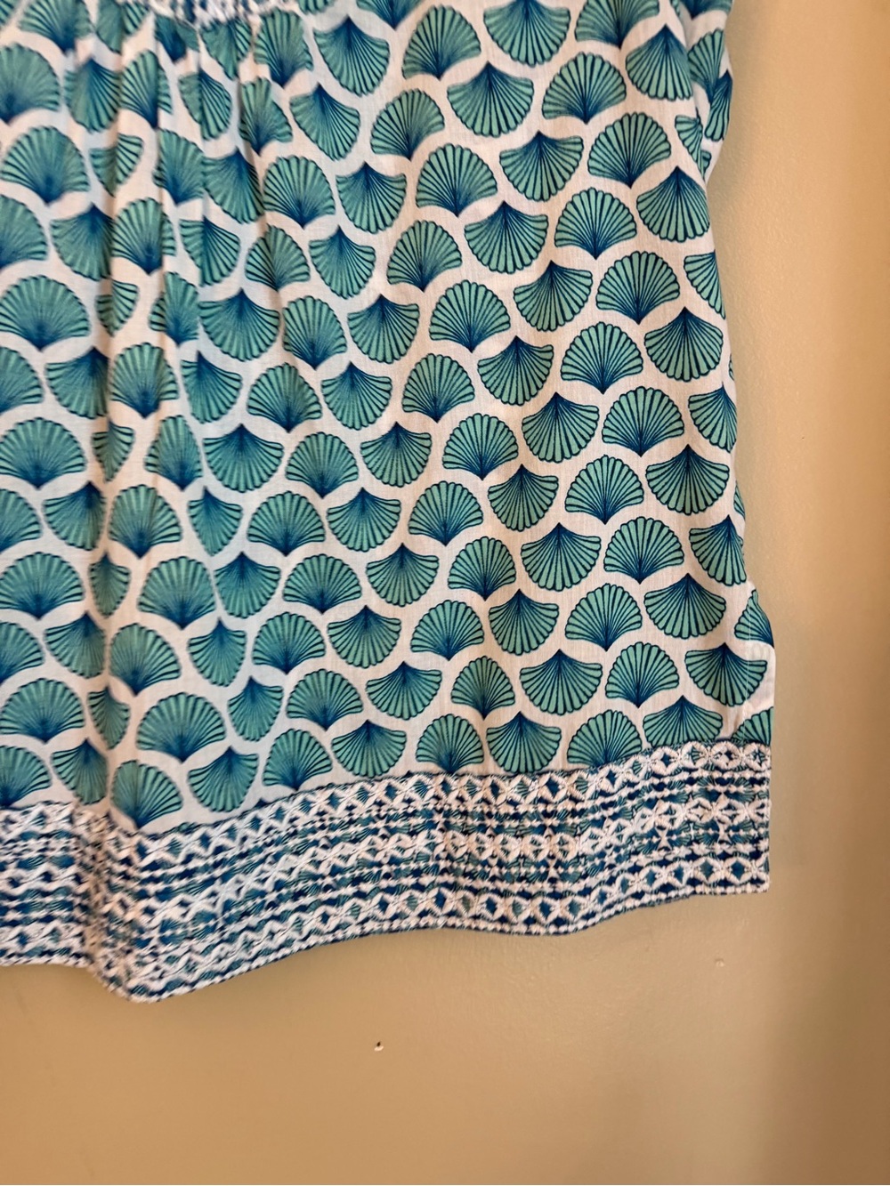 Sigrid Olsen Summer Tank Top Aqua Shells 100% Cotton  Large Beach Vacation 

Pit - Picture 2 of 7